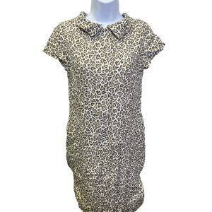 🐆 Pendleton 6 Leopard Print Collared Shirt Dress Short Sleeve Button Casual
